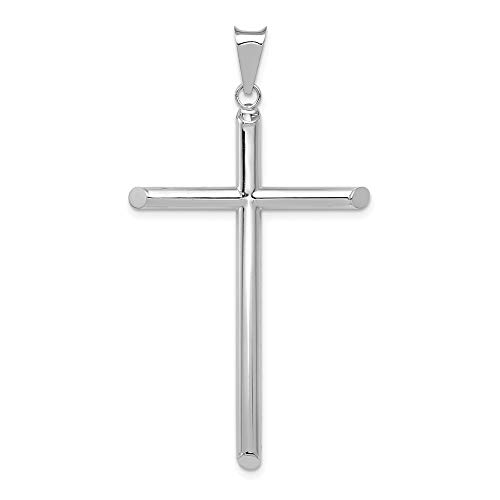 Sonia Jewels 14k White Gold Tube Cross Pendant Charm - 52mm x 28mm