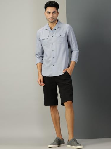 Image of Thomas Scott Men's | Solid | Full Sleeve | Regular Fit | 100% Cotton | Double Flap Pocket | Spread Collar | Casual Shirt