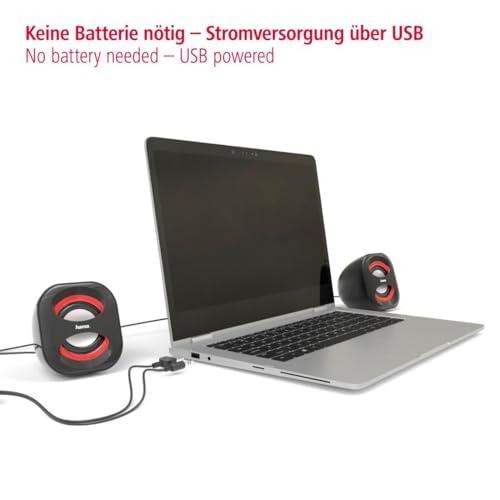Hama Casse Sonic Mobil 183 Per Notebook, Rms 2X1.6W, Connessione Usb, Nero/Rosso - 9