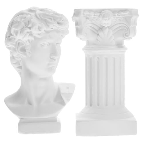 Estatua de David en resina con columna romana 13.5 cm