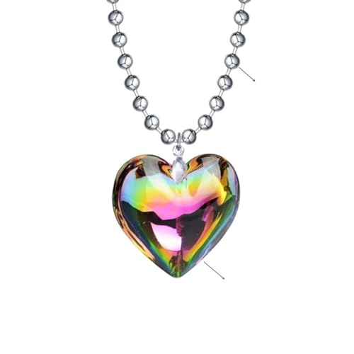 Pendentif coeur en verre changé de couleur pour tenue de soirée et quotidien