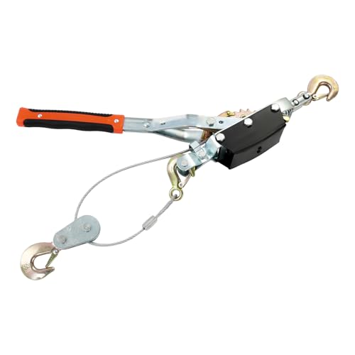 Treuil manuel 4T - Pivotant à 360° - Avec 3 crochets et câble en acier de 2,3 m - Anti-retour - Treuil manuel - Pour la récupération et le transport