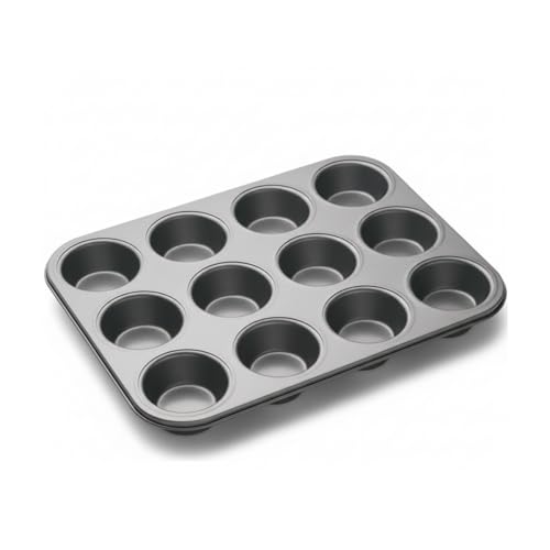12'li Muffin & Cupcake Pişirme Kalıbı; Yapışmaz Kaplama, Isıya Dayanıklı Metal Fırın Tepsisi, Kek ve Cupcake Pişirme Tavası