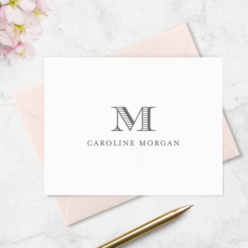 Personalized Stationery Note Cards and Envelopes Folded with Classic Monogram and Name - Custom Folded note Card Stationery Set - Choose Your Colors and Set Size | Fairmont & Grove Paper Co. - Thumbnail 4