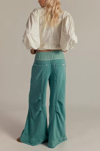 Women Drawstring Wide Leg Pants Baggy Elastic High Waisted Cargo Pants Loose Casual Lounge Pants with Pockets2