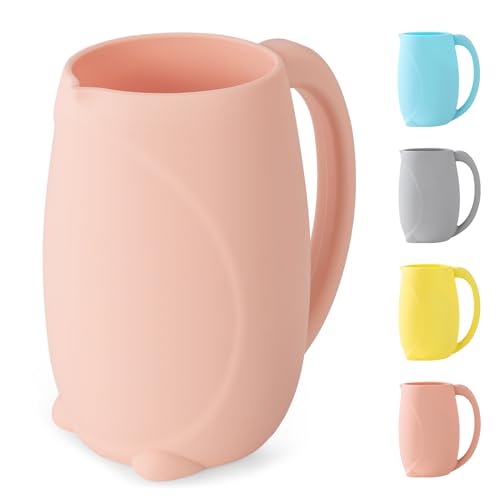 Image of Baby Bath Rinse Cup - Children's Shampoo and Body Wash Rinse Cup with Easy Grip Handle for Rinsing Baby Shampoo and Soap - Food Grade Silicone - Penguin (Pink)