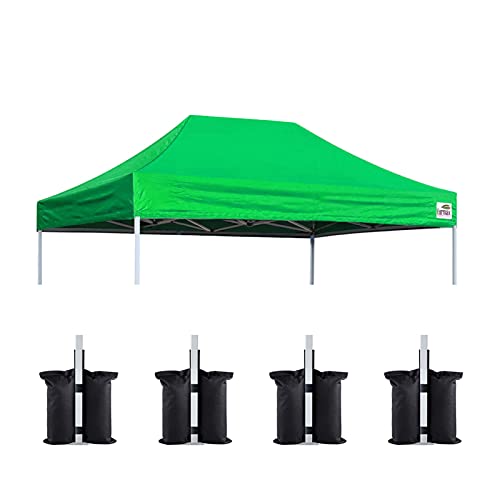 Image of Eurmax USA 8x12 Pop Up Canopy Replacement Top,Universal Instant Canopy Cover ONLY,Heavy Duty UPF 50+ UV Protection,Water & Wind Resistant Tarp,30+ Colors Available,Bonus 4 Sand Bags (Kelly Green)