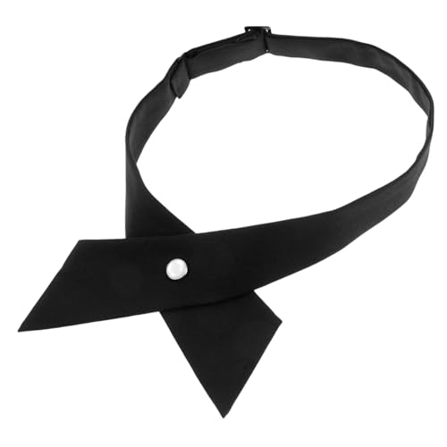 BESTYASH Navy Blue Bow Tie for Girls British Style Cross Design Silk Bow Tie for School Uniform Blouse Cosplay Accessory