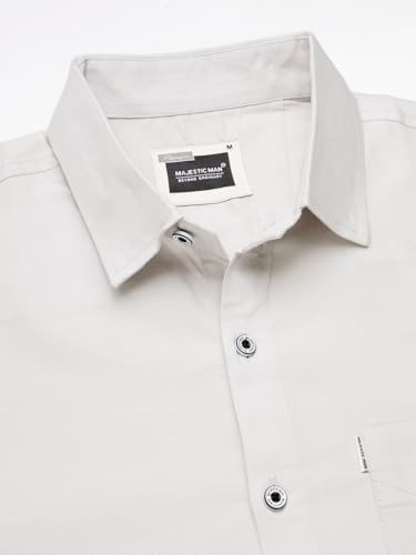 Image of Majestic Man Solid Cotton Casual Shirt - Slim Fit, Full Sleeves, Premium Button Closure