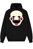 Black Pullover Hoodie with Creepy Puppet Bear Graphic – Horror Game Inspired Unisex Sweatshirt (US, Alpha, XX-Large, Regular, Regular, Black)