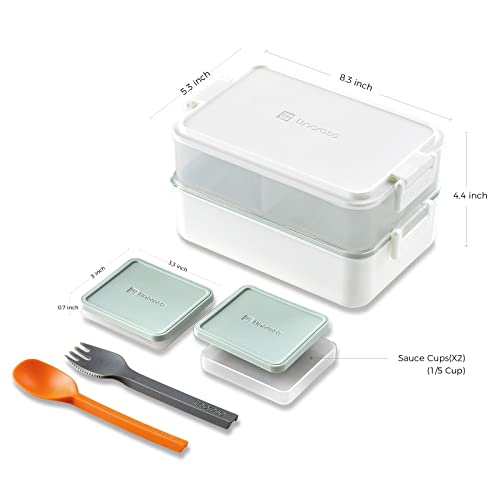 linoroso Stackable 2-Tier Adult Bento Box, 4 Compartments - Chalk White by linoroso - Used condition - Image 8