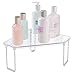 mDesign Plastic/Steel Corner Stackable Rack, Storage Organizer Shelf for Bathroom, Vanity, Countertop, Sink, Cabinet, Holds Makeup, Shower Accessories, Ligne Collection - 4 Pack - Clear