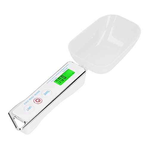 Digital Measuring Spoon, 500g/0.1g Electronic Digital Spoon Scale Weighing Spoon Scale with 2 Replaceable Spoons LCD Display Food Scale for Coffee Beans, Sugar, Flour, Condiment(White)
