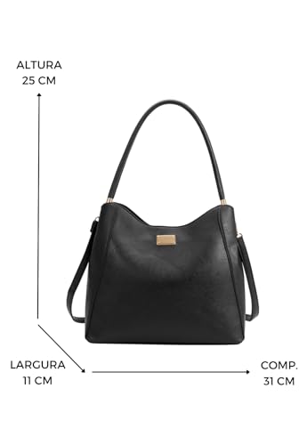 Bolsa Transversal e de Ombro Feminina Casual Preta