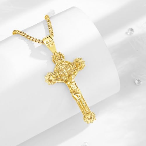 Colgante Cruz de San Benito Plata Hombre Regalo Bautizo