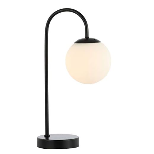 JONATHAN Y JYL6010A Arco 18.25" Iron/Glass Minimalist Mid-Century Globe LED Table Lamp Contemporary Glam Minimalist Bedside Desk Nightstand Lamp for Bedroom Living Room Office College Bookcase, Black