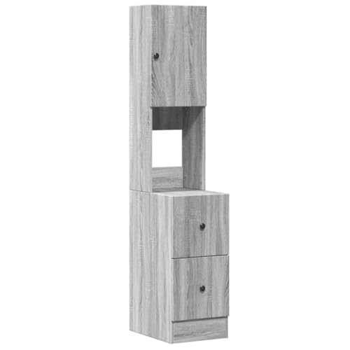 vidaXL Armoire Cuisine Sonoma Gris 35x50x180 cm Bois d’ingénierie, Placard de Cuisine, unité de cuisinette, Armoire de Rangement avec tiroir