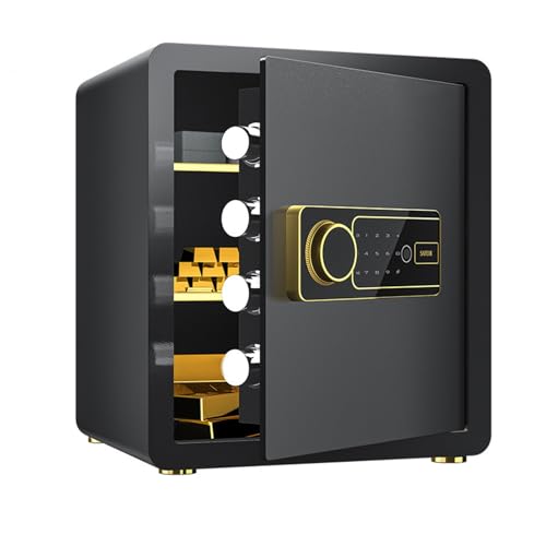 Digital Lock Small Safes for Home All-steel Safetys Box with Semiconductor Fingerprint and Combination Locks Removable Partitions Intelligent Dual Alarm Office Safe for Home, Office(Black,38x45x33cm)