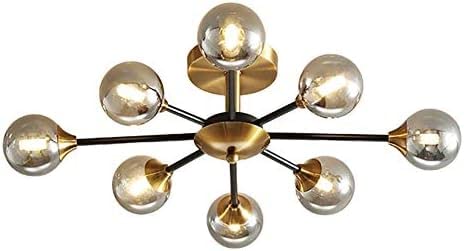 Plafonnier en verre rond gris à 12 lumières style moderne nordique