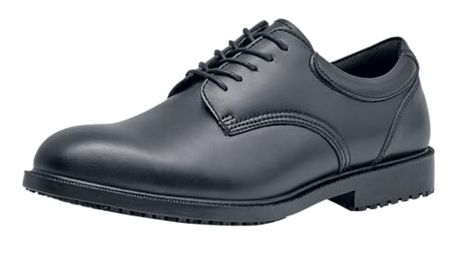 Shoes for Crews Cambridge Men's Uniform Dress Work Shoes, Oxford Shoes, Slip Resistant, Water Resistant, Black, 10.5 W