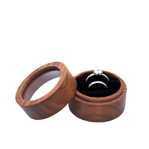 Caja Para Anillos Caja de madera for anillos, soporte for anillos doble, joyería, pendientes, almacenamiento de perno, propuesta, organizador de anillos de aniversario de boda, caja de embalaje Compro