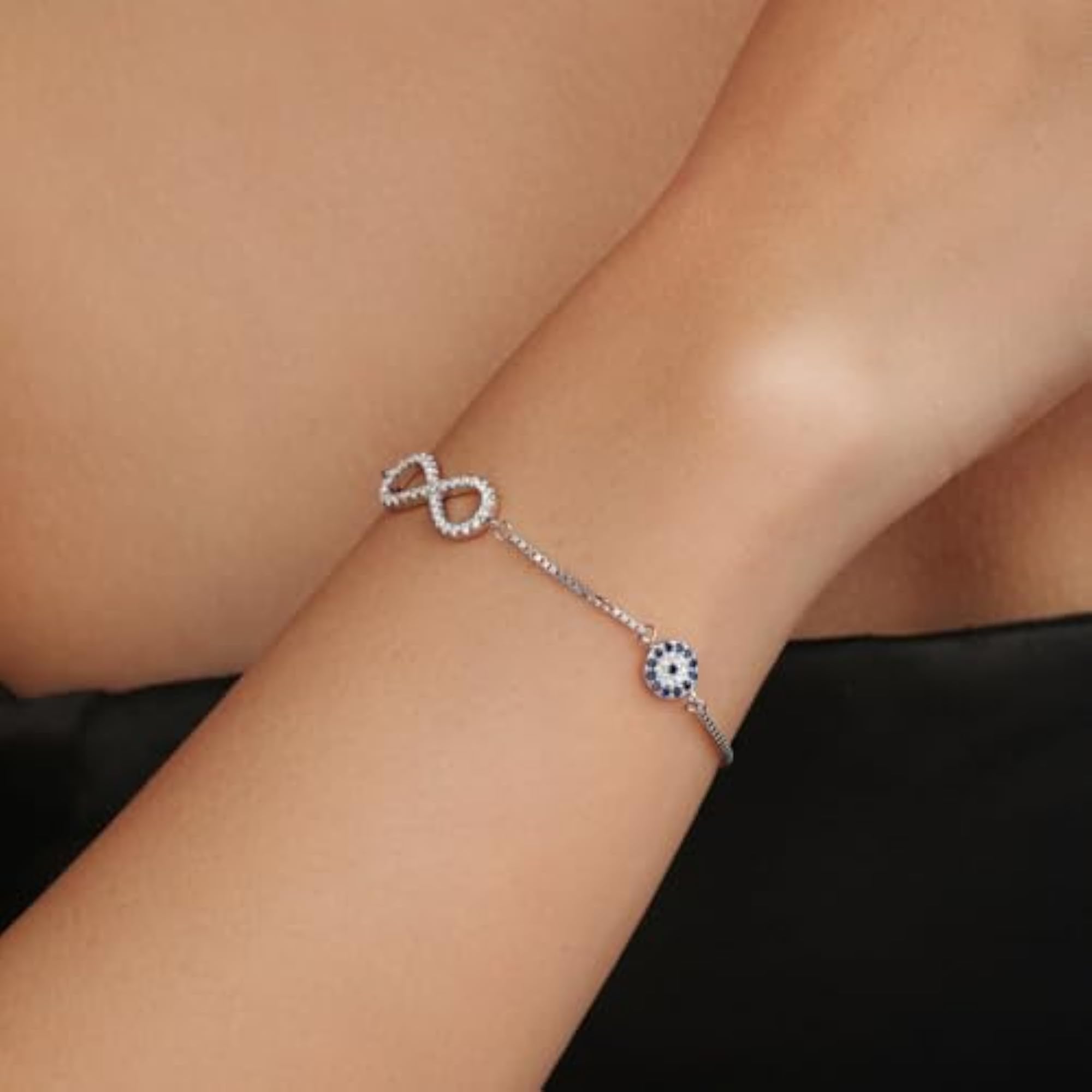 Women's 925 Sterling Silver Infinity Rhodium Plated Bracelet