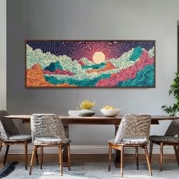 Impression panoramique de montagne sur toile avec cadre interieur durable - 4