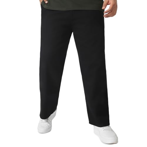 Image of Urbano Plus Men's Loose Mid Rise Baggy Fit Solid Chino Trousers Non-Stretchable