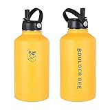 Boulder Bee | 64 oz Insulated Water Bottle | Stainless Steel Thermos for Hot & Cold Drinks | with 2