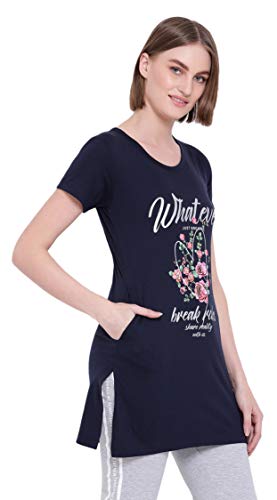 Image of In Love Women's Printed Cotton Plus Size Longline T-Shirt Half Sleeve with Pockets Pack of 2