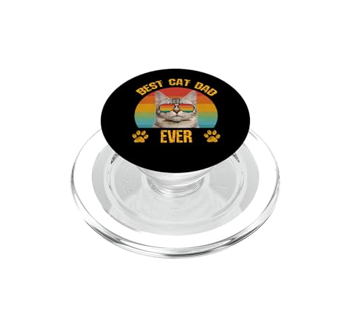 PopGrip Fête des Pères Papa Cat : accessoire MagSafe rigolo avec chat rétro à lunettes
