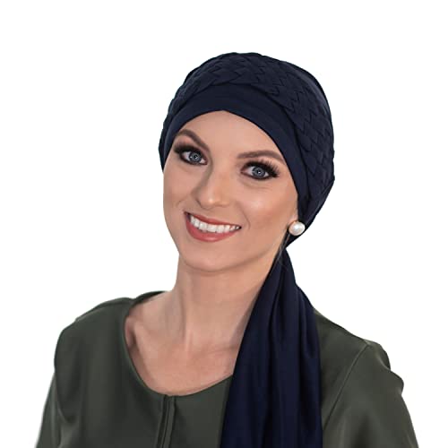 Turbante Azul Marinho com Trança Larga Azul Marinho