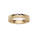 Finition qualité Bijouterie 1001 Bijoux Bague vermeil (Or sur Argent) style alliance martelée + écrin (offert) - tour de doigt 50