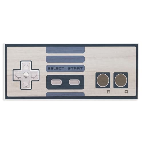 Stupell Industries Vintage Video Game Entertainment System Classic Controller Blue, Designed by Daphne Polselli Wall Plaque, 17 x 7