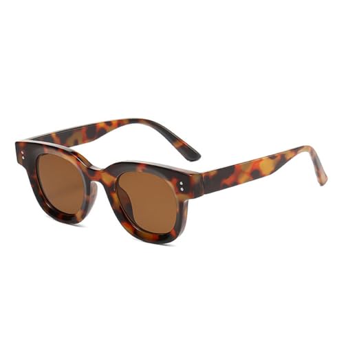 Lunettes de soleil carré rivets au design punk vintage avec verres clairs pour un look raffiné