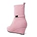 WAYDERNS Women's Suede Warm Casual Ankle High Round Toe Zip Wedge Solid 2 Inch Dating Low Heel Boots Pink Size 7.5 - Tacon Bajo para Mujer