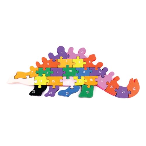 Quebra Cabeça Infantil, 3D, Madeira MDF, Alfabeto E Números, 26 Peças, Dinossauro, Toy Mix