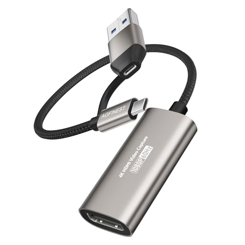 Full HD 1080P Video Capture Card, USB 3.0 Capture Card 1080P 60FPS with Type-C Adaptefor Live Streaming/Gaming/Meeting Compatible for Windows/Mac OS Switch PS4/5 Xbox