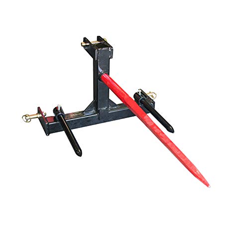 Titan Attachments Black Category 1 Tractor 3 Point Attachment w 43-in Hay Spear & 2 17-in Stabilizers