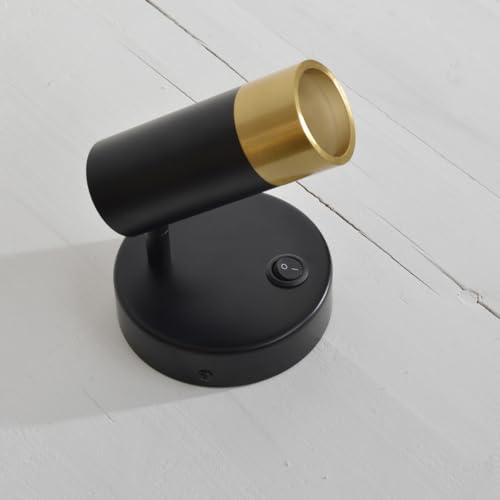 Image of Wall Sconce with Switch,Black and Gold Bedroom Lights for Wall Hardwired,Modern Sconces Wall Light with Rotatable Lampshade,Industrial Wall Lamps for Living Room,Corner,Hallway,Nightstand,Wall Decor