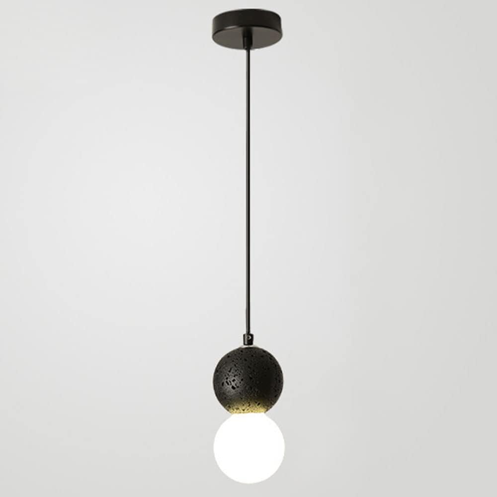 COSRUB Globe Travertine Pendant Light with Glass, Industrial Two Ball Mini Chandelier Japanese Black Farmhouse Hanging Lamp for Bedroom Bedside Living Room