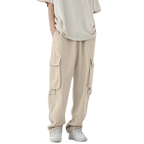 Jesaisque Palazzo Pants For Women Men Cotton Sports Casual Pants Elastic Waist Straight Leg Loose Pants Beach Pants For Women Cargo Pants Woman Joggers Pants Lounge Pants #TOP2