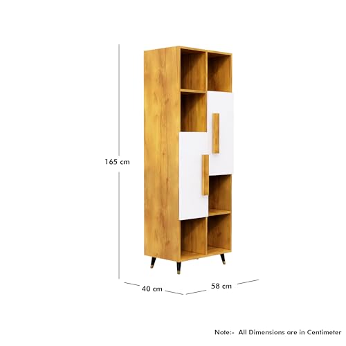 Image of Bniture Bookshelf for Home | Engineered Wood Book Shelf with 2 Door & 6 Shelf | Open Book Shelf Stand for Library | Multipurpose Display Organizer for Living Room & Study | Giant Wood & Frosty White