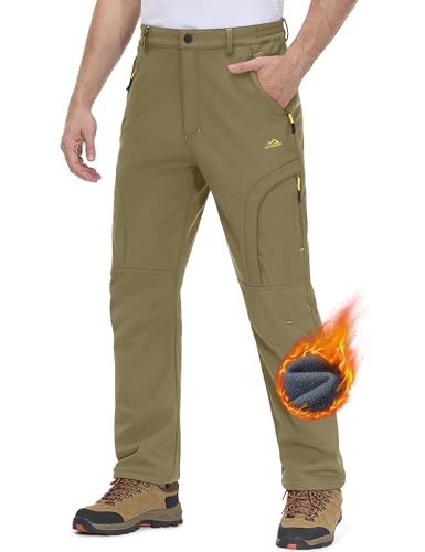 MAGCOMSEN Snow Pants for Men Water Resistant Fleece Lined 5 Zipper Pockets Winter Snowboard Hiking Insulated Ski Pants