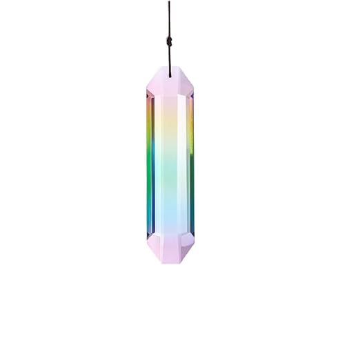 Image of 1 Pcs Crystal Prisms Sun Catchers for Window Hanging Decor Garden Wind Chimes Rainbow Photography Props Christmas Tree Handmade Prism Garden DIY(7 Colors Mixed Pack) (1 Rainbow Colors)