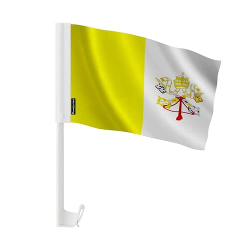 Drapeau voiture Vatican résistant aux intempéries lot de 20 pavillons 14x21cm