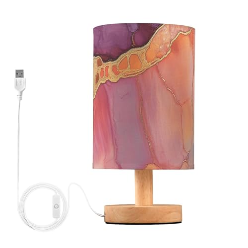 Lámpara de mesa Marble Peach Burgundy moderna miniatura 1