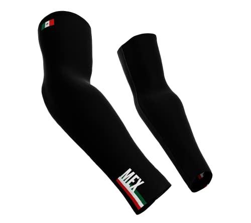 ScudoPro Mexico Country Code Compression Black Arm Sleeves - Walking - Cycling - Running - Golf - Baseball - Basketball
