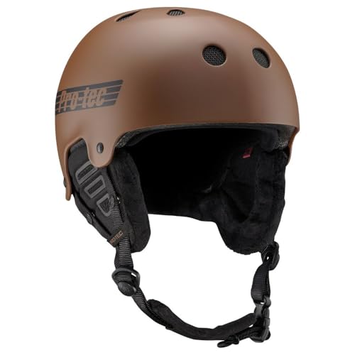 Pro-Tec Old School Snow Helmet, Full Coverage Terry and Mesh Liner Along with the Padded Audio Capable Ear Pads, X-Small – Matte Rust