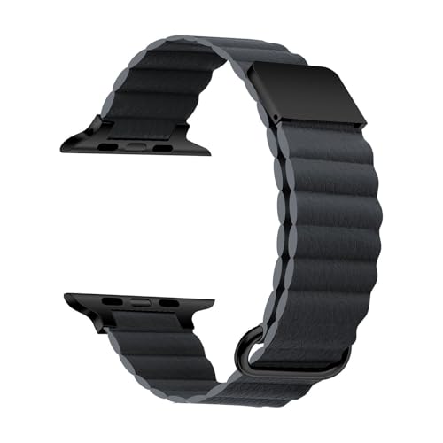Bracelet en cuir gris et étui magnétique pour iWatch 38/40/41 mm
